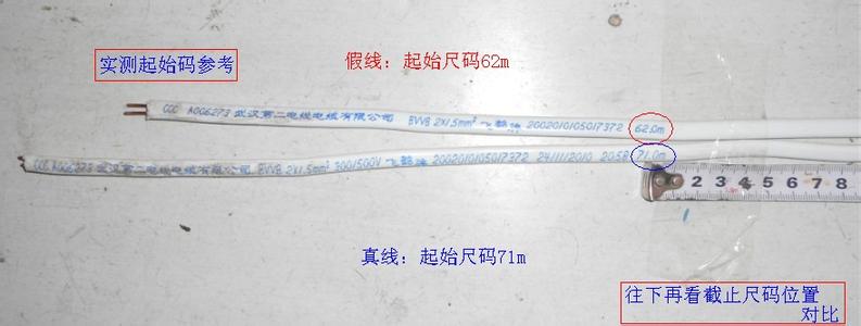 武漢二廠真假飛鶴電線對(duì)比